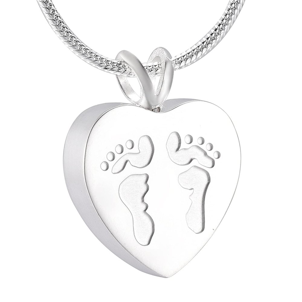 SHEIL Different Versions Paw Print On My Heart Stainless Steel Cremation Jewelry Pendant Pet Memorial Ashes Necklace,7