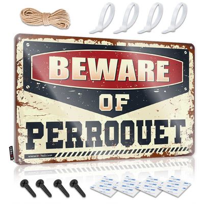 Warning My Neighbor is A Jackass Sign Beware of Perroquet Metal Sign No Treaspassing Signs Metal Rectangle Warning Sign ( Size : 30X40CM )