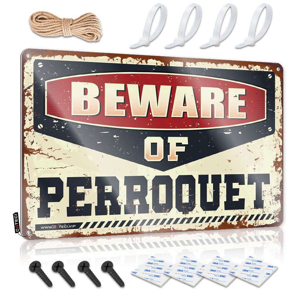 Warning My Neighbor is A Jackass Sign Beware of Perroquet Metal Sign No Treaspassing Signs Metal Rectangle Warning Sign ( Size : 30X40CM )