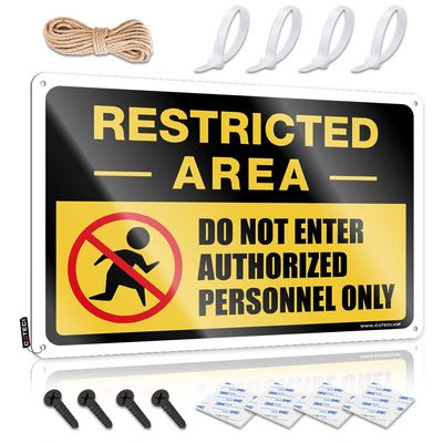 Home Security Signs for Yard Restricted Area Sign, Do Not Enter Sign, Authorized Personnel Only Sign Metal Sign Auto Alarm Sign Mancave Signs and Decor ( Size : 30X40CM )