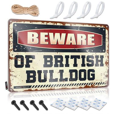 Warning My Neighbor is A Jackass Sign Beware of British Bulldog Metal Sign No Treaspassing Signs Metal Rectangle Warning Sign ( Size : 30X40CM )