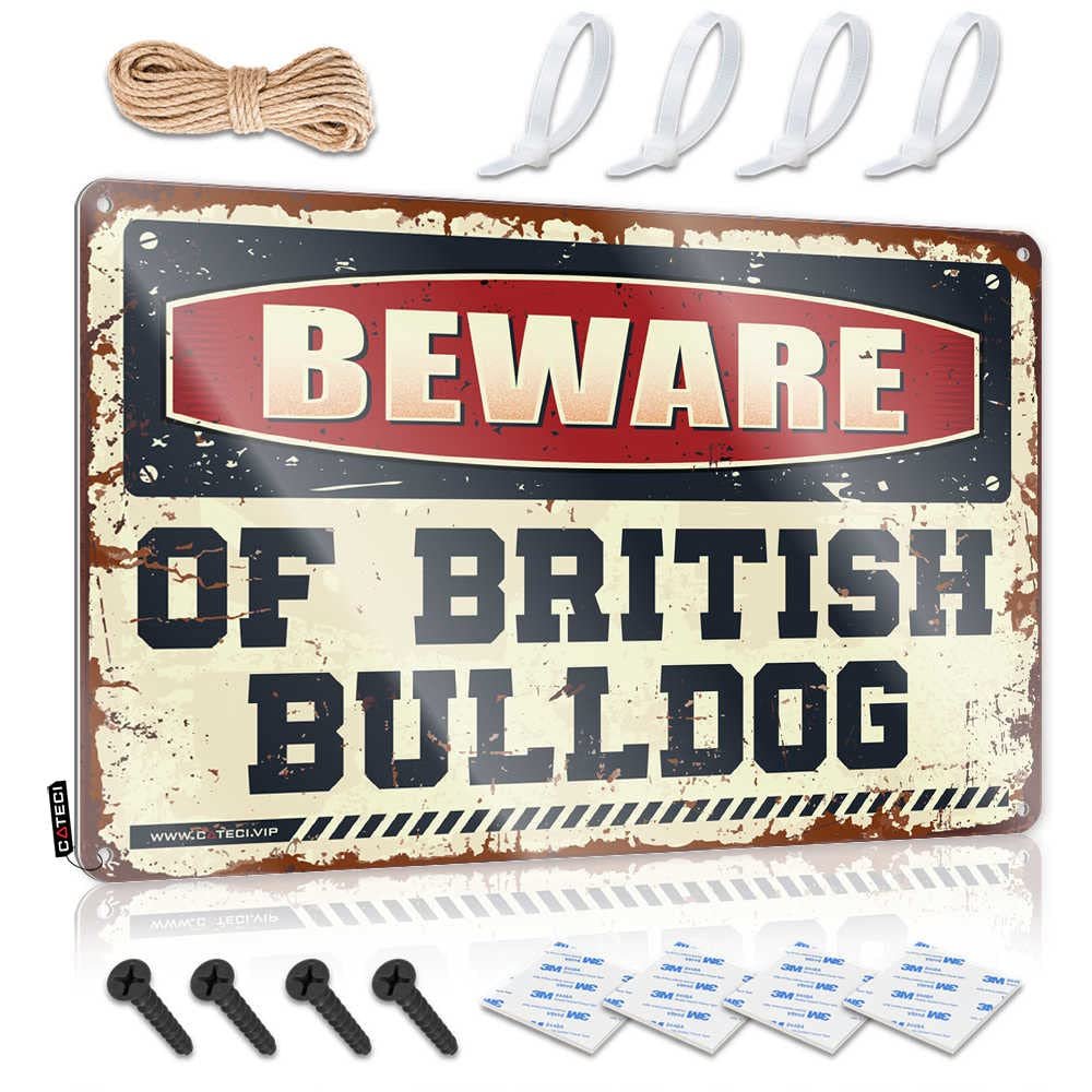 Warning My Neighbor is A Jackass Sign Beware of British Bulldog Metal Sign No Treaspassing Signs Metal Rectangle Warning Sign ( Size : 30X40CM )