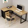 CraftThink Computer Desk with Drawers, L-Shape Home Writing Desk Industrial Style Solid Wood Office Desk Without Cabinet - Brown Left Hand Return 47.5" L x 39.5" W x 29.5" H view 2
