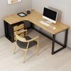 CraftThink Computer Desk with Drawers, L-Shape Home Writing Desk Industrial Style Solid Wood Office Desk Without Cabinet - Brown Left Hand Return 47.5" L x 39.5" W x 29.5" H view 4