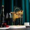24-Piece Gilded Stainless Steel Flatware Set,Kitchen Utensil Tableware Cutlery Set Service for 6, Steak Cutlery Set for Home and Restaurant (Dark Green) view 3