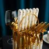 24-Piece Gilded Stainless Steel Flatware Set,Kitchen Utensil Tableware Cutlery Set Service for 6, Steak Cutlery Set for Home and Restaurant (Dark Green) view 4