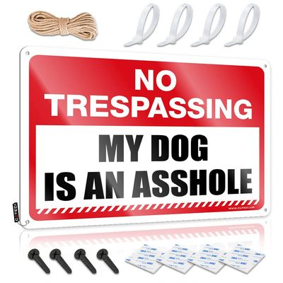 Protected by Armed Property Owner Sign No Trespassing My Dog is an Asshole Metal Sign Security Alert Sign Gun Lovers Gifts for Men ( Size : 20X30CM )