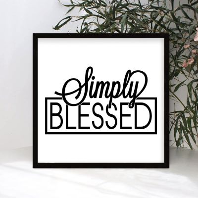 Alioyoit Rustic Chic Style 7x7in Farmhouse Wood Sign with Phrase Simply Blessed Wall Mounted Black Frame Wooden Plaque for Kitchen Farmhouse Garden Yard Porch Cottage Wall Decor