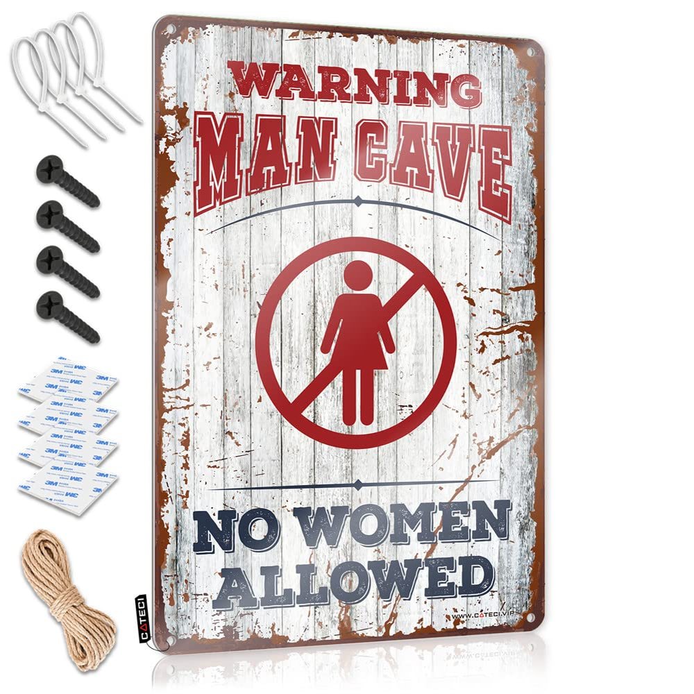 Security Signs for House Warning Man Cave No Women Allowed Metal Sign No Treaspassing Signs Metal No Tresspass Signs ( Size : 30X40CM )