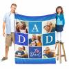 I Love Dad Custom Blanket with Photo Collage Gifts to Dad from Wife Daughter/Son, Personalized Family Photow with Dad Blanket Soft and Throw Blankets 60" x 80" (Blue, Made in USA) view 2