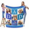 I Love Dad Custom Blanket with Photo Collage Gifts to Dad from Wife Daughter/Son, Personalized Family Photow with Dad Blanket Soft and Throw Blankets 60" x 80" (Blue, Made in USA) view 3