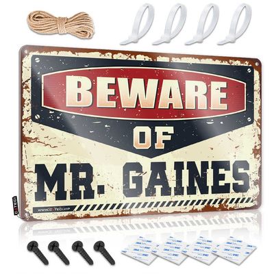 Warning My Neighbor is A Jackass Sign Beware of Mr. Gaines Metal Sign No Treaspassing Signs Metal Rectangle Warning Sign ( Size : 30X40CM )