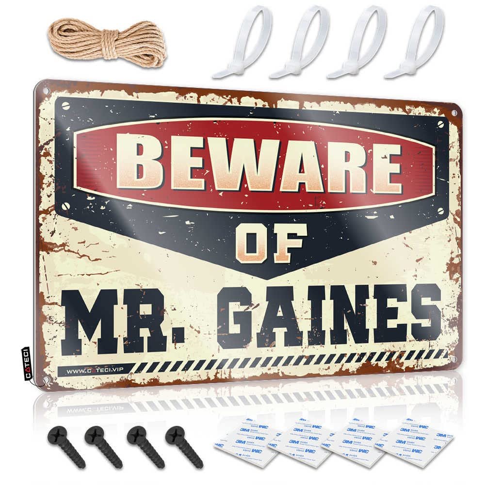 Warning My Neighbor is A Jackass Sign Beware of Mr. Gaines Metal Sign No Treaspassing Signs Metal Rectangle Warning Sign ( Size : 30X40CM )