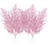 Christmas Glitter Stems 24pcs Artificial Pine Tree Picks for Christmas Tree Ornaments fillers, DIY Xmas Wreath, Crafts, Garland, Holiday, Party, Wedding and Home Decoration (Pink) view 1