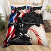 Baseball Duvet Cover Queen Size for Kids Teens Boys Home Room Decor,American Flag Camo Bedding Set 3pcs,Ball Sports Gaming Comforter Cover Black Athlete Silhouette Quilt Cover,2 Pillowcases view 1