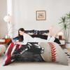 Baseball Duvet Cover Queen Size for Kids Teens Boys Home Room Decor,American Flag Camo Bedding Set 3pcs,Ball Sports Gaming Comforter Cover Black Athlete Silhouette Quilt Cover,2 Pillowcases view 2