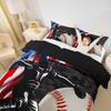 Baseball Duvet Cover Queen Size for Kids Teens Boys Home Room Decor,American Flag Camo Bedding Set 3pcs,Ball Sports Gaming Comforter Cover Black Athlete Silhouette Quilt Cover,2 Pillowcases view 4