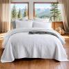 Brandream White Quilts Queen Size Quilt Set Cotton Luxury Matelasse Coverlet Set Modern Farmhouse Quilted Comforter Set 3-Piece view 1