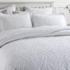 Brandream White Quilts Queen Size Quilt Set Cotton Luxury Matelasse Coverlet Set Modern Farmhouse Quilted Comforter Set 3-Piece view 2