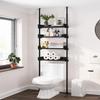 ALLZONE 4 Tier Over The Toilet Storage, Adjustable Wood Over Toilet Bathroom Organizer, Freestanding Shelves, Fit Most Showers Over The Toilet Shelf, 92 to 116 Inch Tall, Black view 1