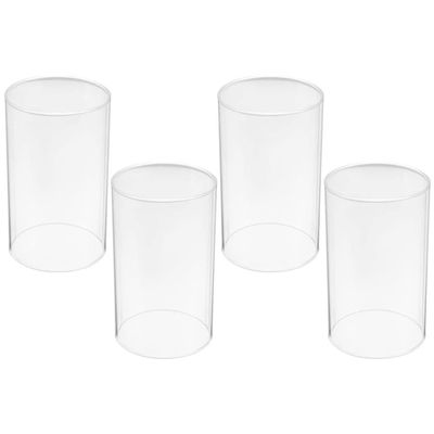 4PCS Candle Holder Sleeve, Open Ended Glass Bottomless Cylindrical Glass Lamp Shade Candle Jar Domes Chimney Tube Cover Cylinder Vase for Wedding Centerpieces Party 7 * 15cm