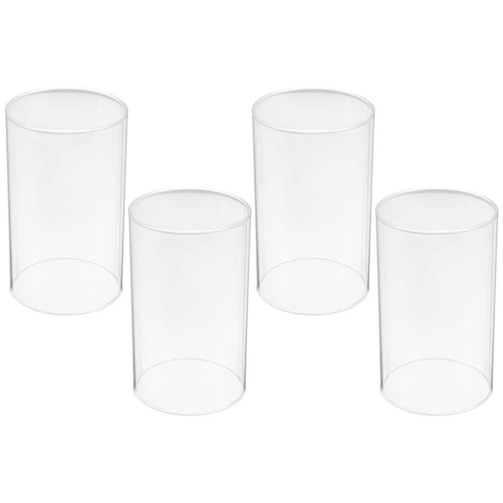4PCS Candle Holder Sleeve, Open Ended Glass Bottomless Cylindrical Glass Lamp Shade Candle Jar Domes Chimney Tube Cover Cylinder Vase for Wedding Centerpieces Party 7 * 15cm
