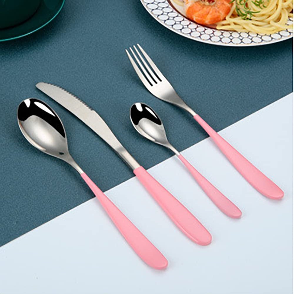 16 Piece Silverware Set for 4 Durable 18/10 Stainless Steel Pink Flatware Set for Hotel Restaurant Home Kitchen Dishwasher Safe