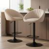 Beige Fabric Bar Stools Set of 2 Swivel Adjustable Counter Height Barstools with Back Modern Upholstered Stool Chair for Kitchen Island Home Bar Pub Terrycloth Fabric view 1