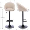 Beige Fabric Bar Stools Set of 2 Swivel Adjustable Counter Height Barstools with Back Modern Upholstered Stool Chair for Kitchen Island Home Bar Pub Terrycloth Fabric view 2