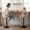 Beige Fabric Bar Stools Set of 2 Swivel Adjustable Counter Height Barstools with Back Modern Upholstered Stool Chair for Kitchen Island Home Bar Pub Terrycloth Fabric view 3