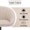 Beige Fabric Bar Stools Set of 2 Swivel Adjustable Counter Height Barstools with Back Modern Upholstered Stool Chair for Kitchen Island Home Bar Pub Terrycloth Fabric view 4