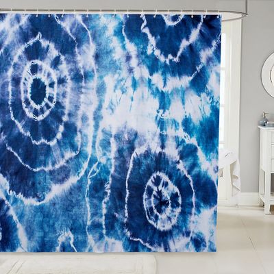 Feelyou Tie Dye Shower Curtain for Kids Boho Hippie Bathroom Shower Curtain Set Trippy Tie Dyed Bath Curtain Decor Bohemian Gypsy Psychedelic Blue Kids Bathroom Accessories 72"x78"