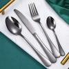 16 Piece Black Silverware Set for 4 Stainless Steel Flatware Sets Include Knife Fork Spoon Teaspoon Home Kitchen Cutlery Utensil Mirror Polished view 1