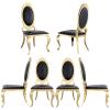 ACEDCOR Black Leather Dining Chairs, Classic King Louis Upholstered Chairs, Luxurious Polished Gold Oval Back and Legs, Mid-Centure Modern (Set of 6) view 1