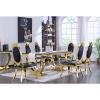 ACEDCOR Black Leather Dining Chairs, Classic King Louis Upholstered Chairs, Luxurious Polished Gold Oval Back and Legs, Mid-Centure Modern (Set of 6) view 2