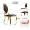 ACEDCOR Black Leather Dining Chairs, Classic King Louis Upholstered Chairs, Luxurious Polished Gold Oval Back and Legs, Mid-Centure Modern (Set of 6) view 3