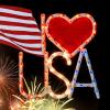 GLOWNOVA 50L Lighted Red, White and Blue Patriotic Window Silhouette Decoration Independence Day Sculpture: I Love USA view 1