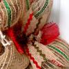 Adorable Wood Santa with Metal Whiskers Deco Mesh Christmas Wreath. Available in 24 inch and 28 inch diameters. view 3