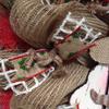 Adorable Wood Santa with Metal Whiskers Deco Mesh Christmas Wreath. Available in 24 inch and 28 inch diameters. view 4