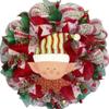 Christmas Elf with Jingling Bells Handmade Deco Holiday Wreath. Available in 24 inch and 28 inch diameters view 1