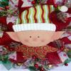 Christmas Elf with Jingling Bells Handmade Deco Holiday Wreath. Available in 24 inch and 28 inch diameters view 2