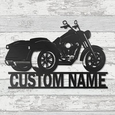 Custom Motorcycle Metal Wall Art, Personalized Motorcycle Garage Name Sign, Customized Family Name Wall Decor, Rustic Home Dcor/Gift-461