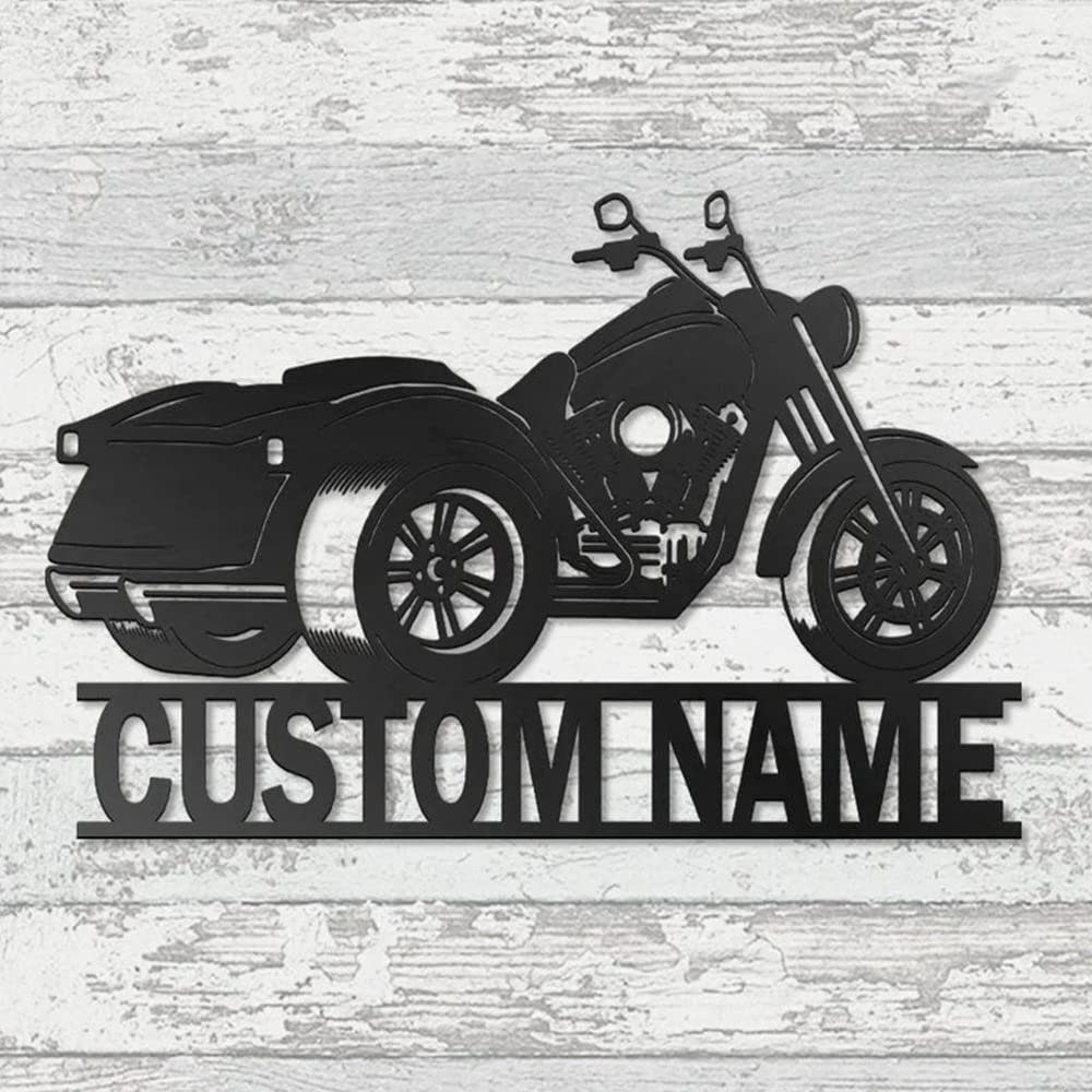 Custom Motorcycle Metal Wall Art, Personalized Motorcycle Garage Name Sign, Customized Family Name Wall Decor, Rustic Home Dcor/Gift-461