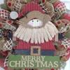 Country Rustic Santa Merry Christmas Deco Mesh Wreath. Available in 24 inch and 28 inch diameters. view 2