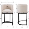 Wahson 26" Modern Barrel Counter Height Bar Stools with Beige Velvet Arm Set & Open Back, Three-Leg Design for Kitchen Island/Bar (Assembly Required) view 2