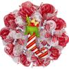 Elf Candy Cane Stocking Christmas Deco Mesh Wreath view 1