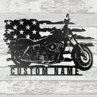 Custom Motorcycle Metal Wall Art, Personalized Motorcycle Garage Name Sign, Customized Family Name Wall Decor, Gift for Fathers day, Birthday, Christmas/Gift-315