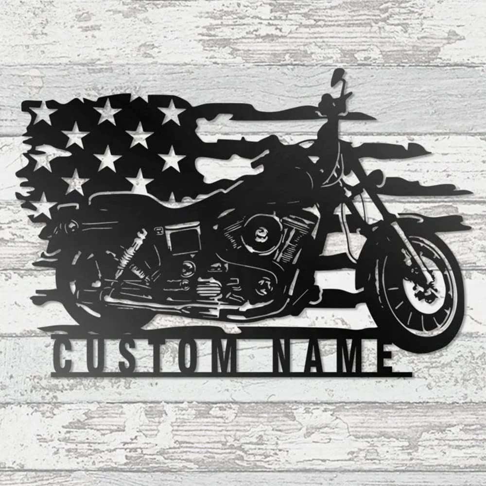 Custom Motorcycle Metal Wall Art, Personalized Motorcycle Garage Name Sign, Customized Family Name Wall Decor, Gift for Fathers day, Birthday, Christmas/Gift-315