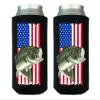 Rogue River Tactical USA Flag Bass Fishing Collapsible Can Bottle Beverage Cooler Sleeves 2 Pack United States of America Fishing view 1