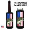 Rogue River Tactical USA Flag Bass Fishing Collapsible Can Bottle Beverage Cooler Sleeves 2 Pack United States of America Fishing view 3